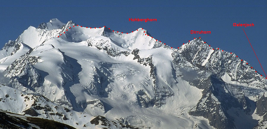 Nadelgrat and Durrenhorn ( 4035 metres ) at right