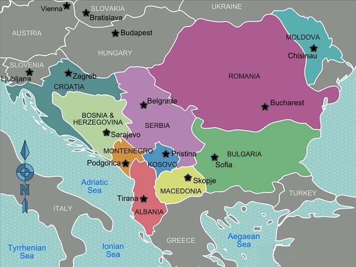 Map of Capital Cities in the Balkans