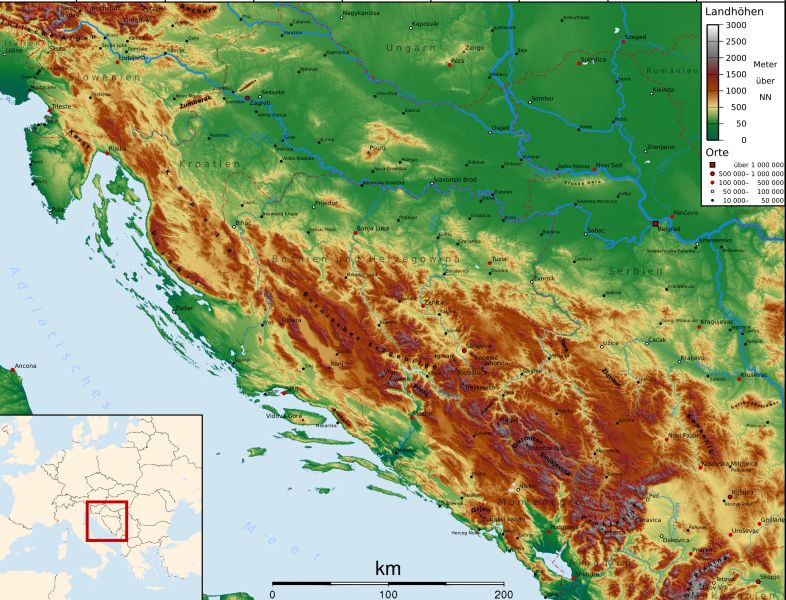 Map of Dinaric Alps