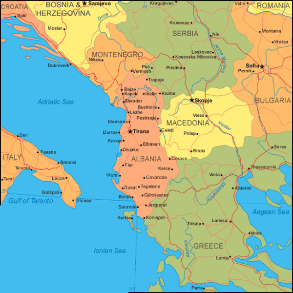Map of Southern Balkans