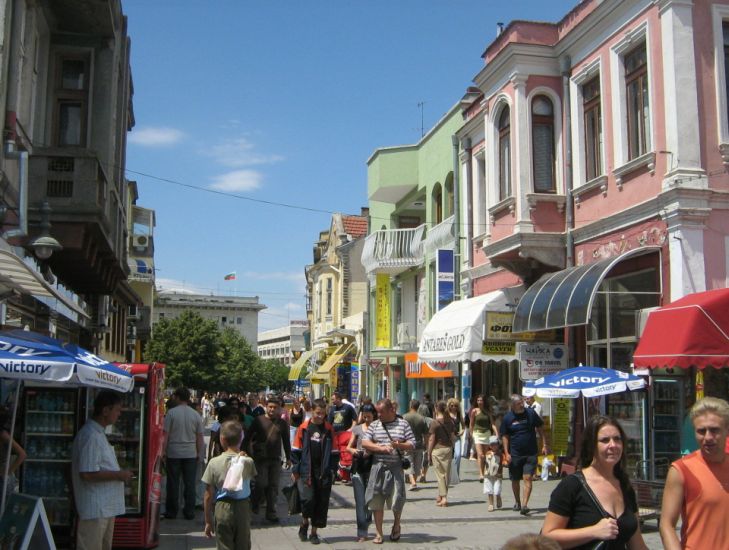 Boulevard in Burgas on the Black Sea Coast of Bulgaria