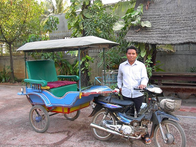 Motor Bike Taxi with Trailer in Siem Reap in northern Cambodia