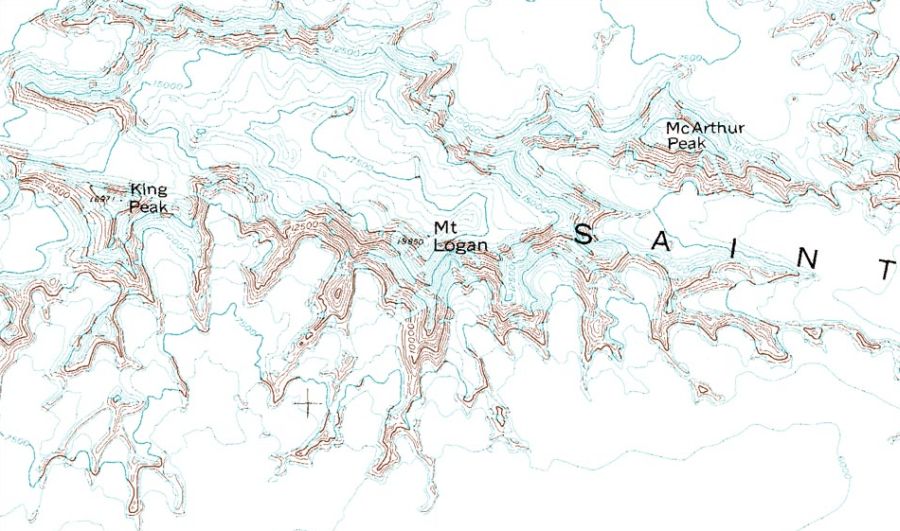 Map of Mount Logan in the Yukon Territory of Canada