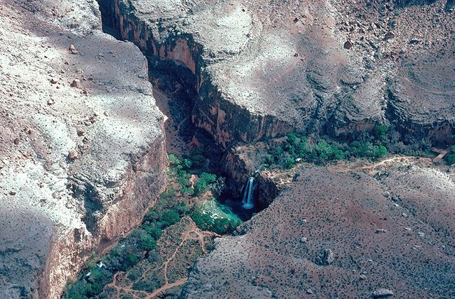 Aerial view of the Havasu Falls, Arizona, USA