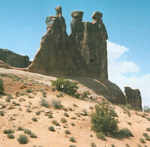 The Three Gossips in Courthouse Towers area of Arches National Park