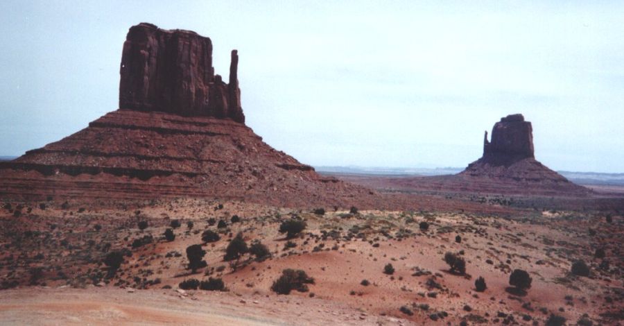 Left-hand and Right-hand Mittens in Monument Valley - two of the Sandstone Buttes