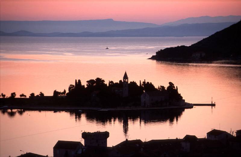 Sunset at Vis on Dalmatian Coast of Croatia