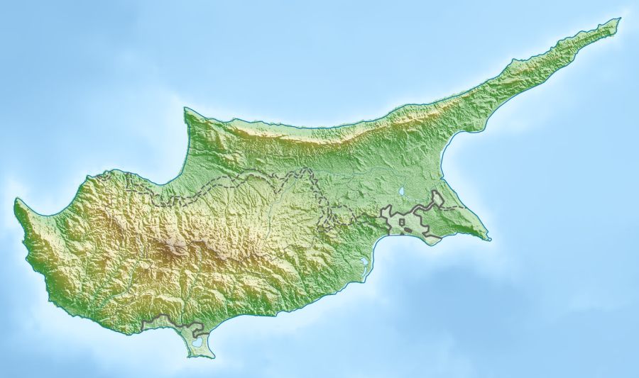 Relief ( Physical ) map of Cyprus