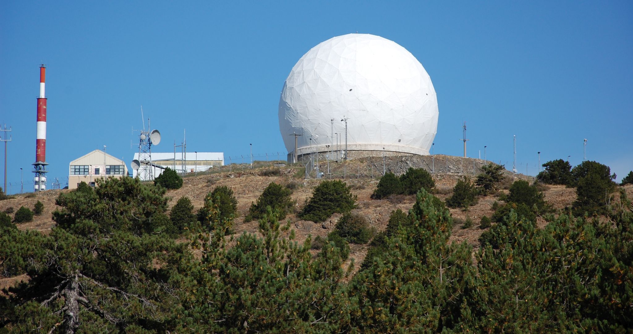 The dome of the UK radar station on the summit of Mount Olympus