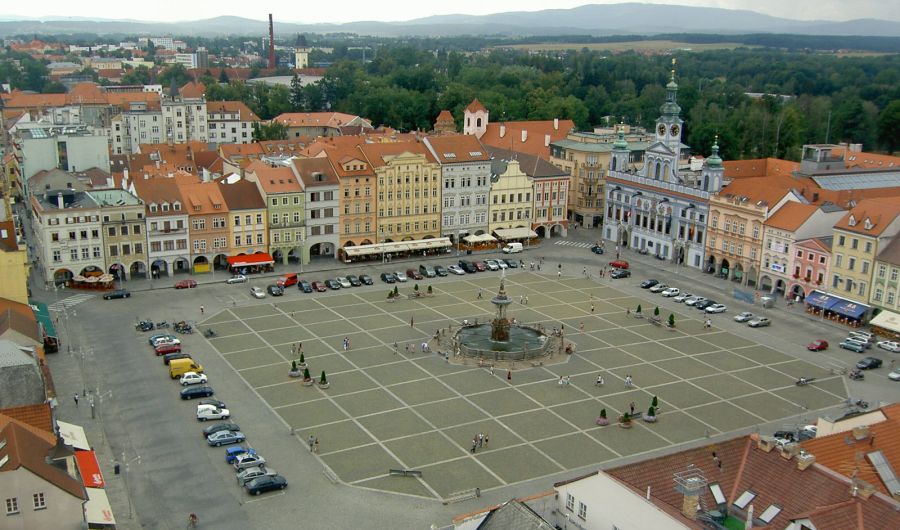 Town Square of Ceske Budejovice in the Czech Republic