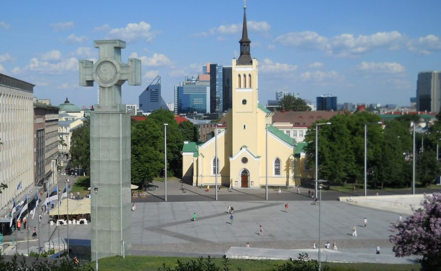 Freedom Square ( Vabaduse vljak ) in Tallin - capital City of Estonia