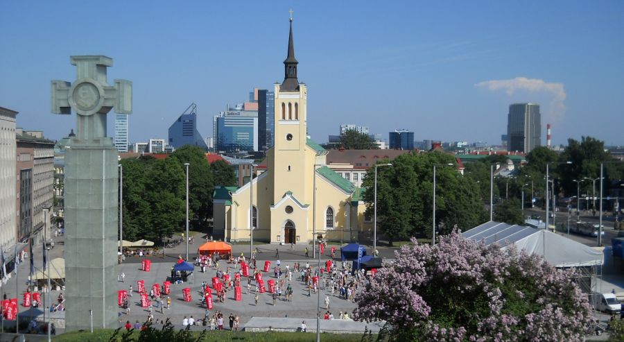 Freedom Square ( Vabaduse vljak ) in Tallin - capital City of Estonia