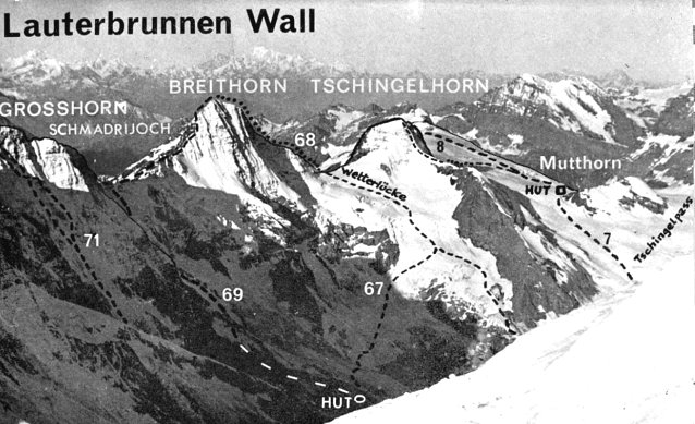 Tschingelhorn ascent route from Mutthorn Hut