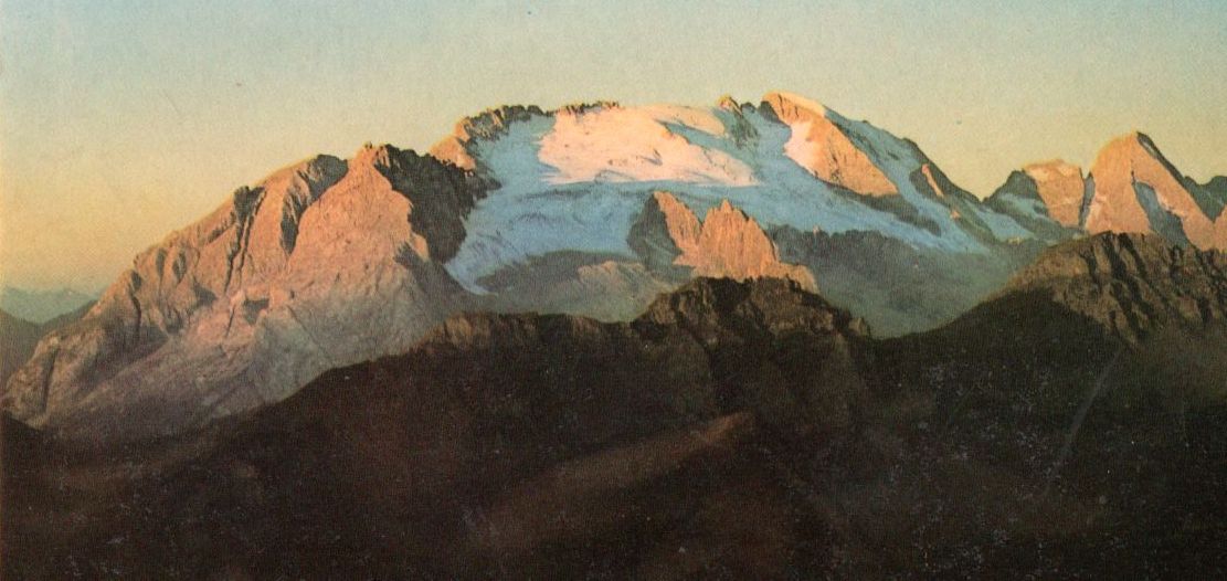 Sunset on Marmolada in the Italian Dolomites