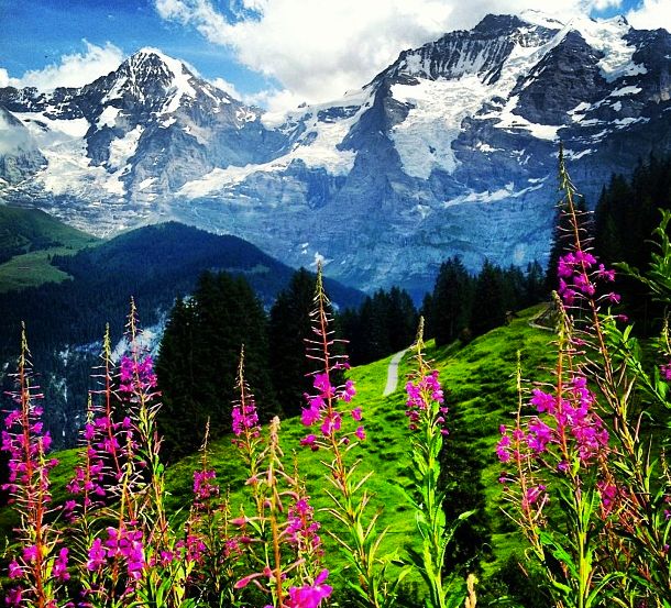 Monch and Jungfrau in the Bernese Oberlands region of the Swiss Alps