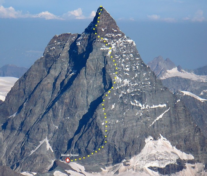 Furgen Ridge ascent route on the Matterhorn ( 4484 metres ) in the Zermatt Region of the Swiss Alps