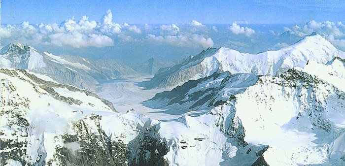 Jungfraujoch, Aletsch Glacier and Aletschhorn in the Bernese Oberland Region of the Swiss Alps 