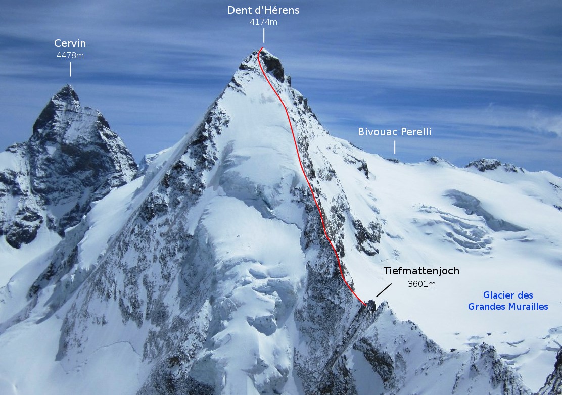 Dent d'Herens normal ascent route