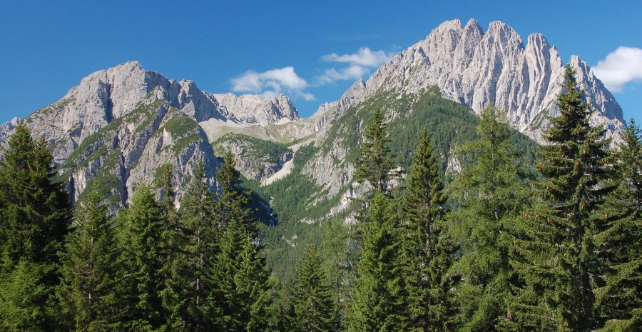 Kreuzkofel and Spitzkofel in the Lienzer Dolomites in Southern Austria