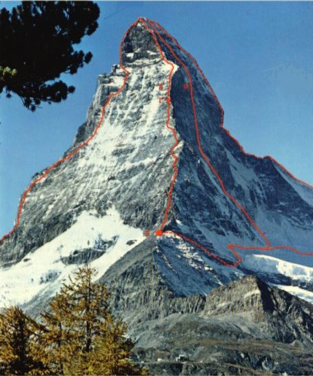 Ascent routes on the Matterhorn