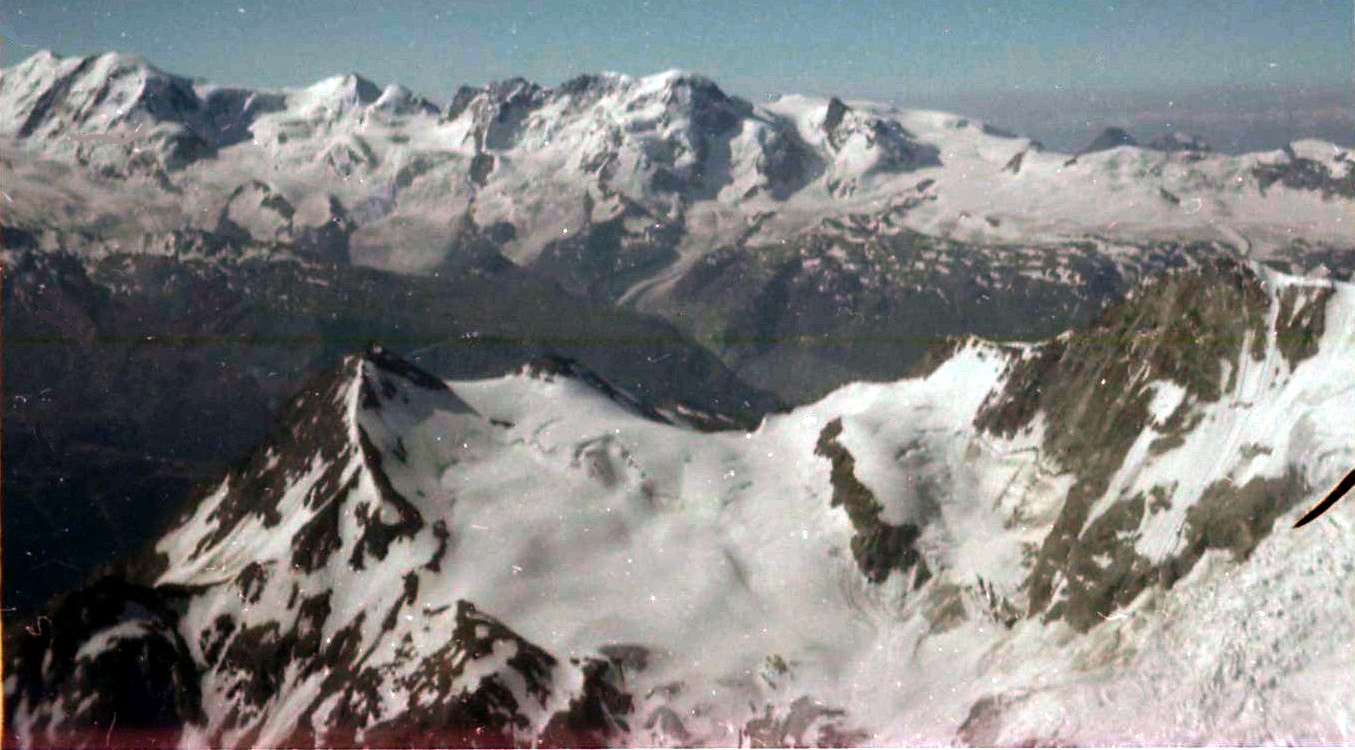 Lyskamm, Castor, Pollux and Breithorn from the Weisshorn