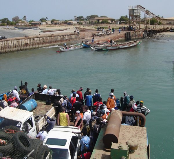 Ferry from Banjul to Barra on Gambia River in West Africa