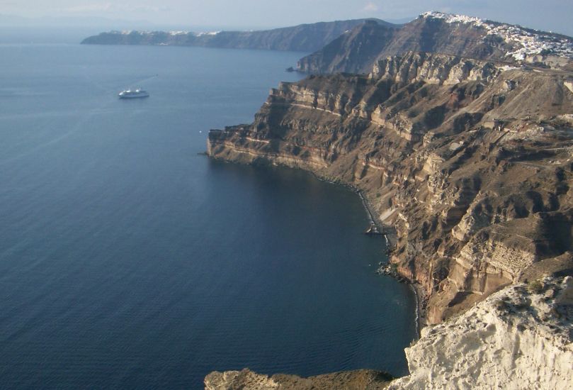 Cliffs on Santorini in the Cycladic Islands of Greece