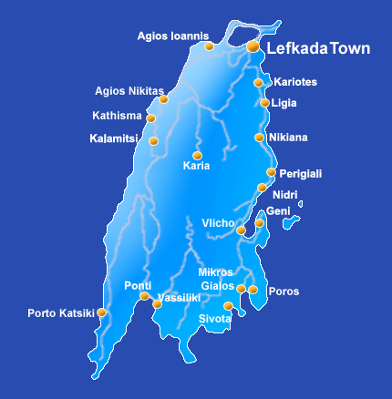 Map of the Island of Lefkas / Lefkada