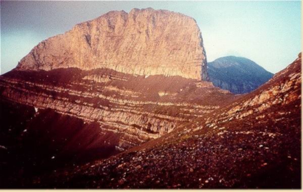 NE Face of Stephanie Peak ( Throne of Zeus ) on Mt. Olympus