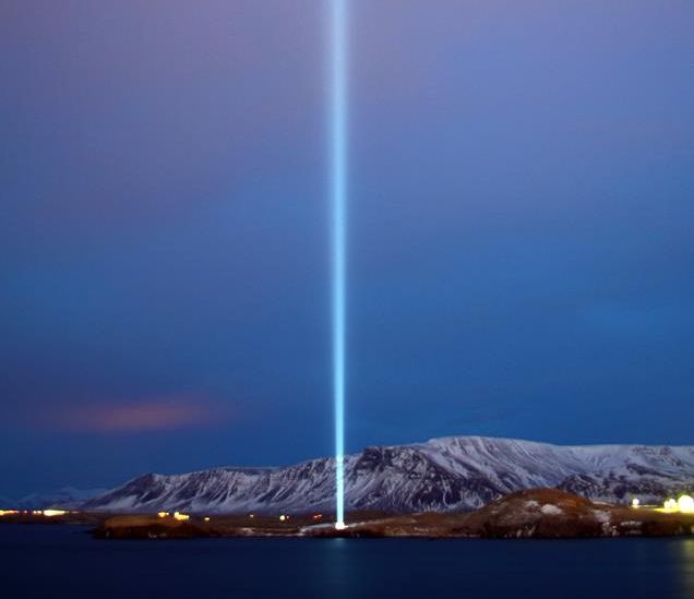Imagine Peace Tower at Reykjavik