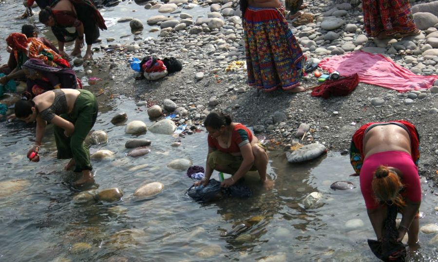 Washing in the Ganges River in India