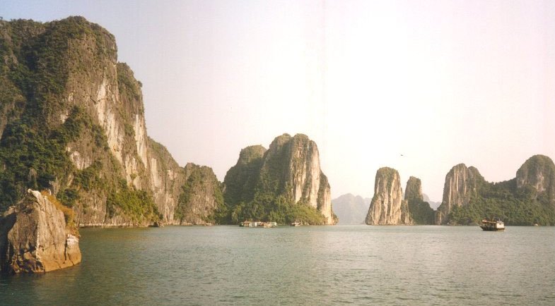 Limestone Outcrops ( karsts and islets ) at Halong Bay in Northern Vietnam