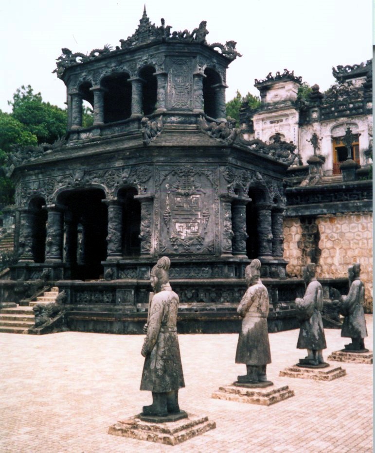 Stone guardians in courtyard of Khai Dinh Tomb at Hue