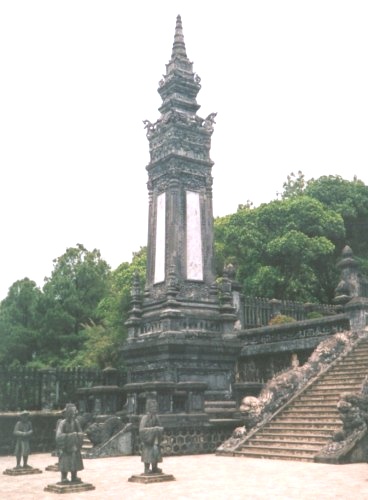 Obelisk in courtyard of Khai Dinh Tomb at Hue