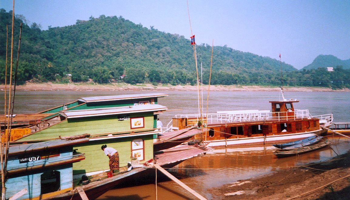 Boats on Mekong River at Luang Prabang