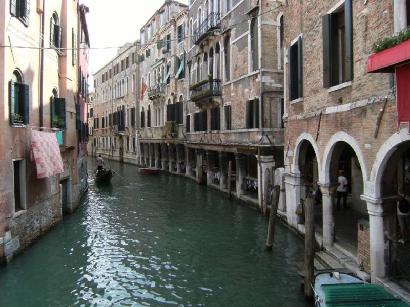 Canal and Gondolas in Venice in Italy