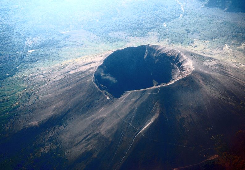 Aerial view of crater of Mount Vesuvius