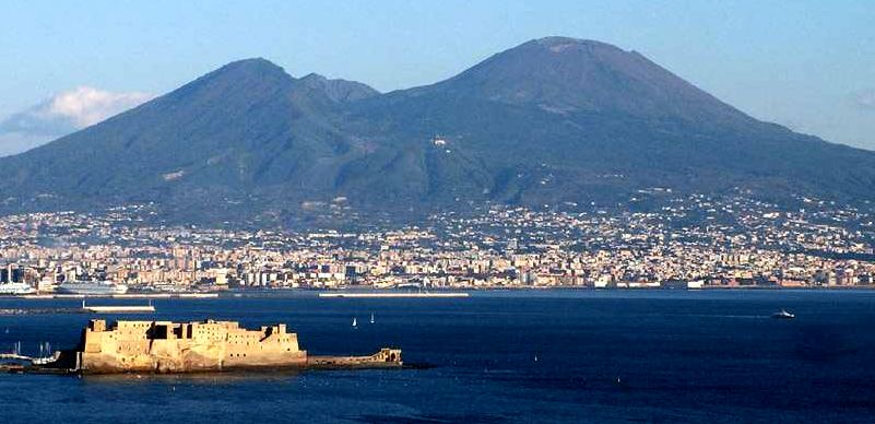 Mount Vesuvius from Bay of Naples in Italy