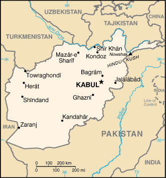Map of Hindu Kush Region in Afghanistan