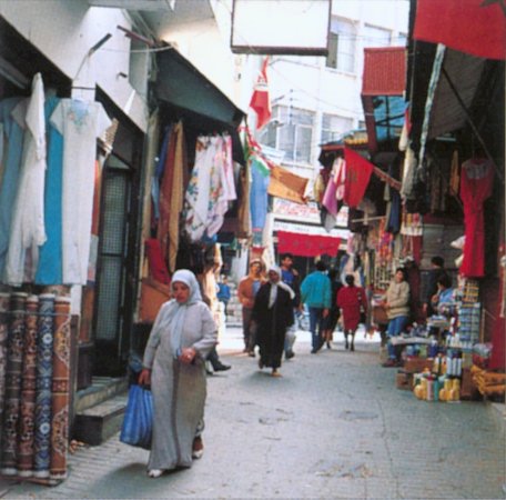 Bazaar in Tangiers in Morocco