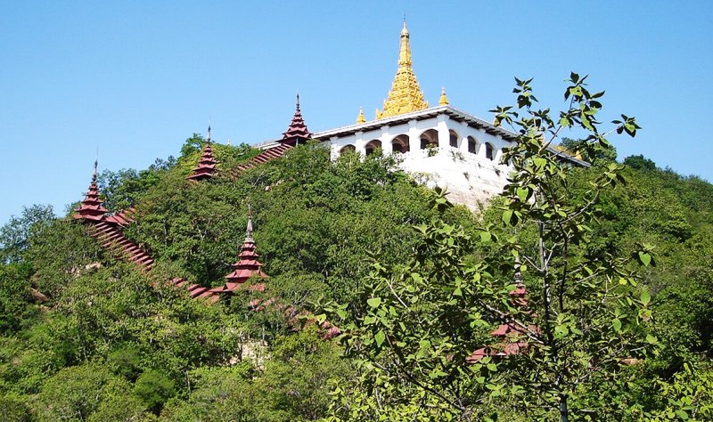 Stairway to temple on Mandalay Hill in northern Myanmar / Burma