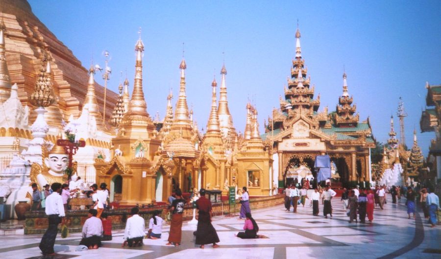 Upper platform of Shwedagon Paya in Yangon ( Rangoon ) in Myanmar ( Burma )