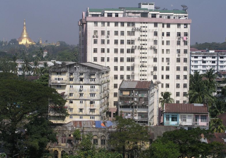 Modern High Rise Building in central Yangon ( Rangoon ) in Myanmar ( Burma )