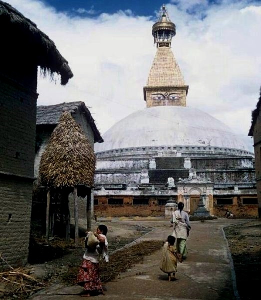 Old photo of Stupa at Bodnath ( Baudhanath ) in Kathmandu