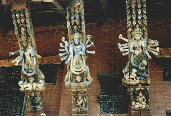 Intricately carved temple struts
