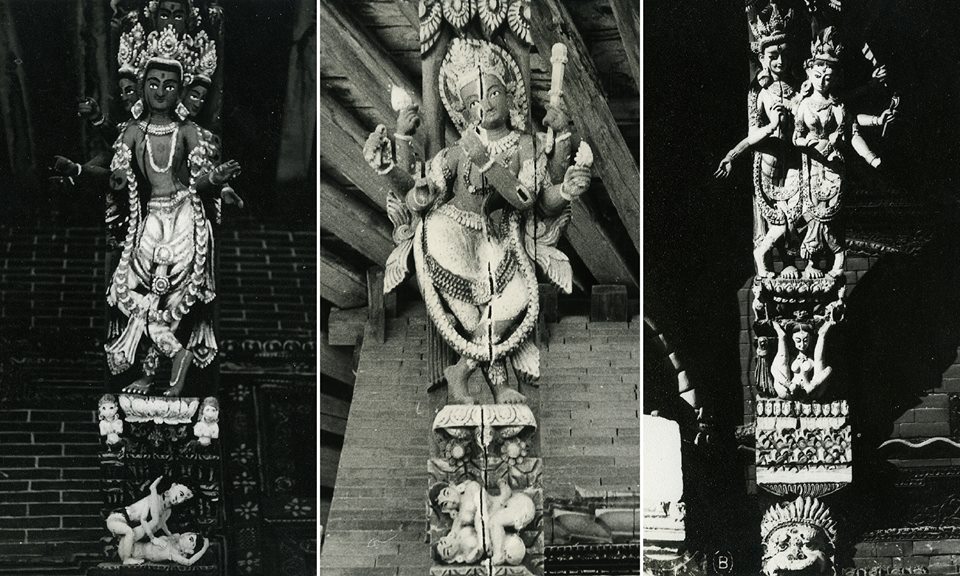 Intricately carved temple struts