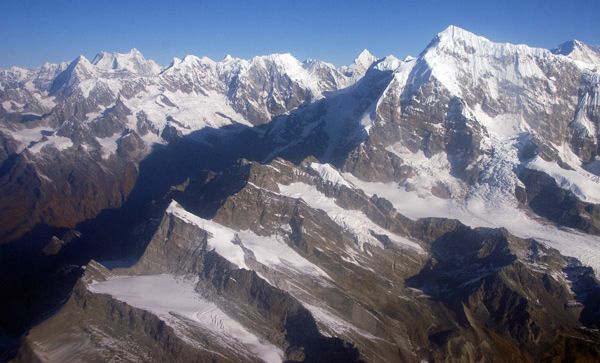 Aerial view of Mount Numbur in Solo Khumbu Region of the Nepal Himalaya