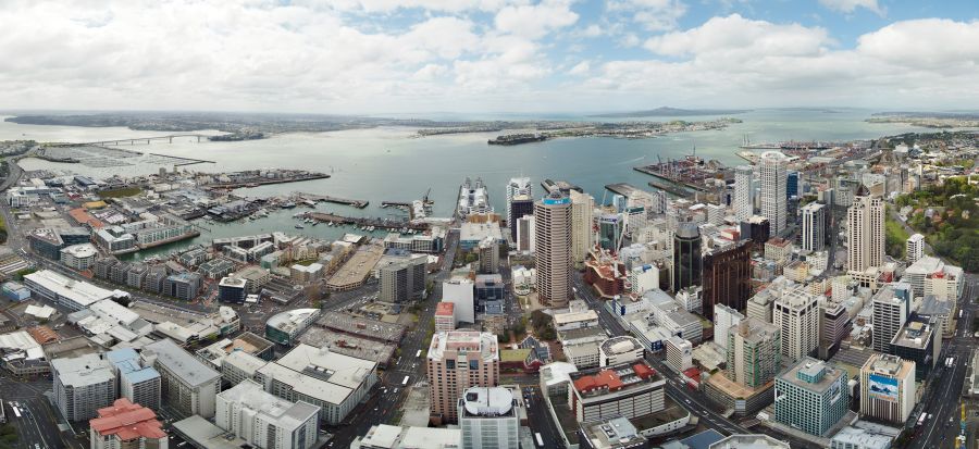 View from Sky Tower of Aukland on North Island of New Zealand