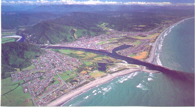 Greymouth on the Tasman Sea coastline of the South Island