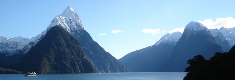 Mitre Peak in Milford Sound in Fjiordland of the South Island of New Zealand
